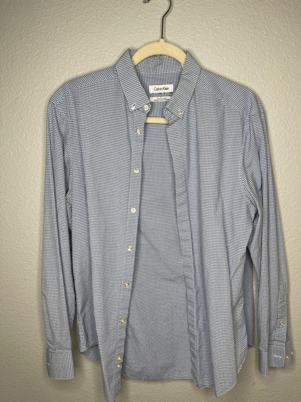 Calvin Klein Blue Slim Fit Stretch Button-Down Shirt